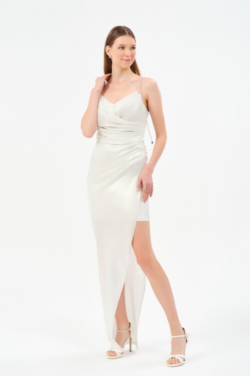 Taş Askılı Yırtmaçlı Elbise - 1583