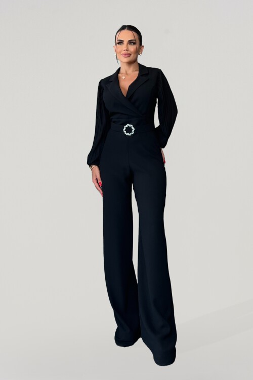 Taş Tokalı Şifon Kol Tulum - 1612