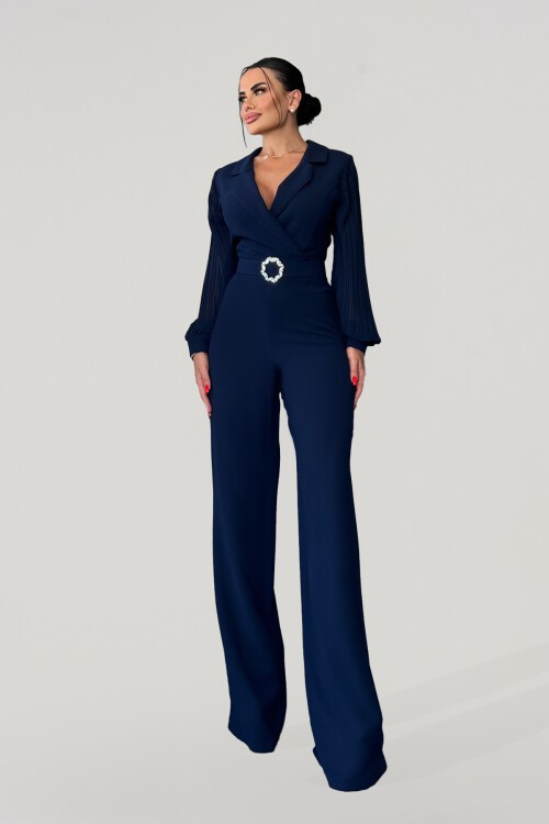 Taş Tokalı Şifon Kol Tulum - 1612