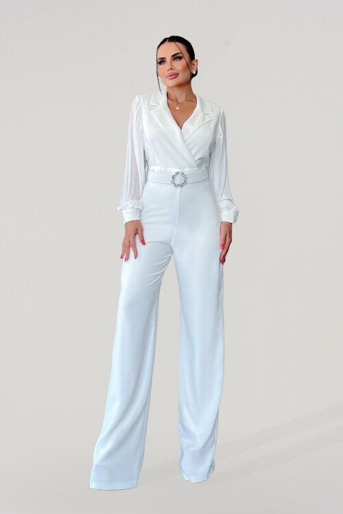 Taş Tokalı Şifon Kol Tulum - 1612