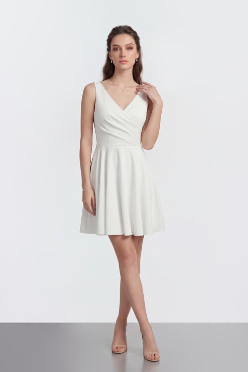 V Yaka Kruvaze Mini Abiye - 2080