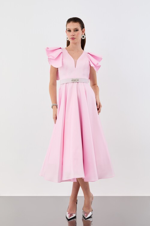 Volan Kol Detaylı A Kesim Midi Abiye - 1973