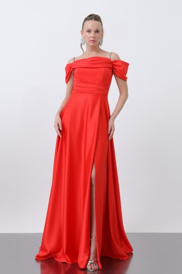 Drape Yırtmaçlı Elbise - 1440