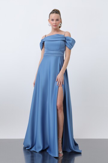 Drape Yırtmaçlı Elbise - 1440