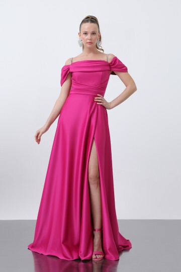 Drape Yırtmaçlı Elbise - 1440