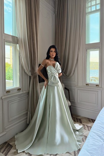 Fiyonklu Straplez Abiye - 1763
