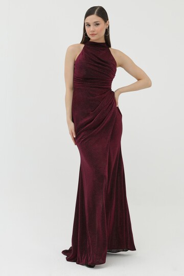 Halter Yaka Simli Elbise - 1744