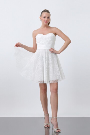 Straplez Midi Elbise - 1735