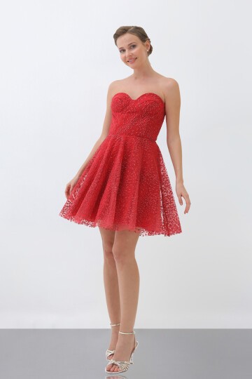 Straplez Midi Elbise - 1735