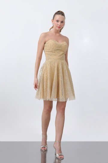 Straplez Midi Elbise - 1735