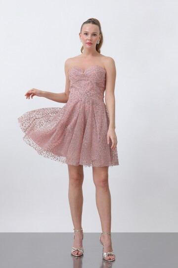 Straplez Midi Elbise - 1735