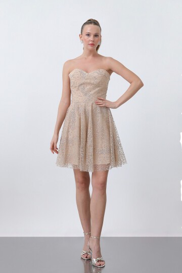 Straplez Midi Elbise - 1735
