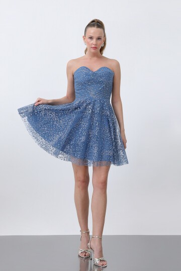 Straplez Midi Elbise - 1735