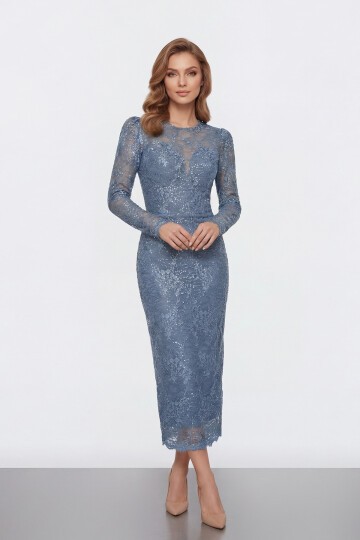 Dantel İşlemeli Uzun Kollu Abiye - 2012