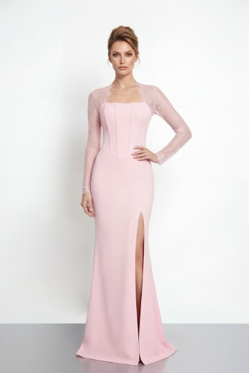 Dantel Kollu Korse Detaylı Yırtmaçlı Abiye - 2062