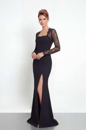 Dantel Kollu Korse Detaylı Yırtmaçlı Abiye - 2062