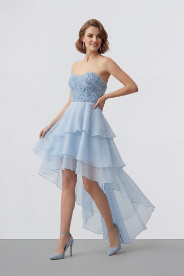 Gül Dokulu Kat Kat Şifon Abiye - 2031