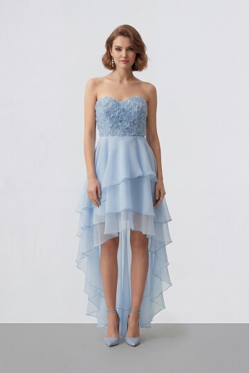 Gül Dokulu Kat Kat Şifon Abiye - 2031