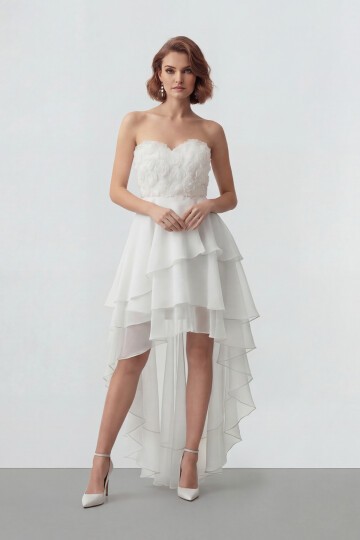 Gül Dokulu Kat Kat Şifon Abiye - 2031