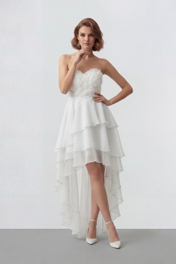 Gül Dokulu Kat Kat Şifon Abiye - 2031