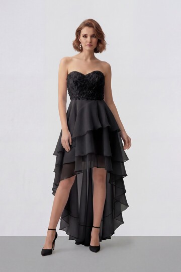 Gül Dokulu Kat Kat Şifon Abiye - 2031