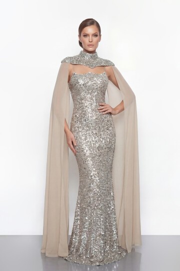 Pelerinli Payet İşlemeli Abiye - 2053