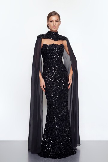 Pelerinli Payet İşlemeli Abiye - 2053