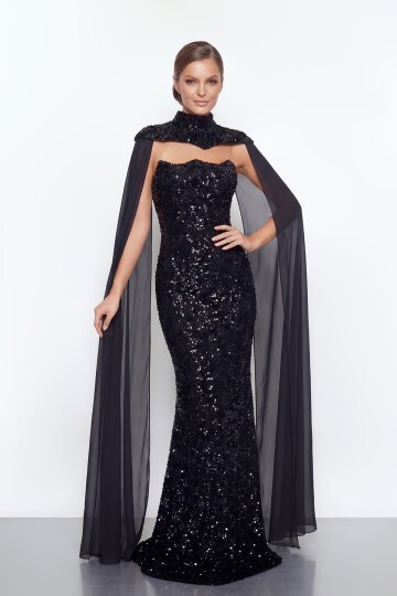 Pelerinli Payet İşlemeli Abiye - 2053