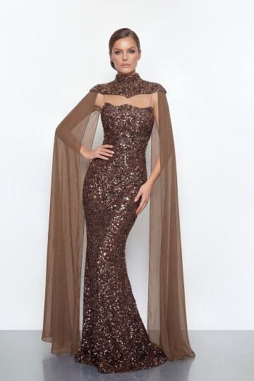 Pelerinli Payet İşlemeli Abiye - 2053