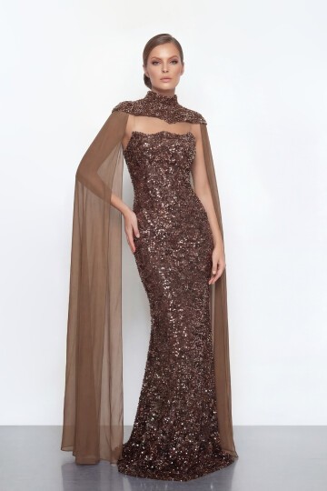 Pelerinli Payet İşlemeli Abiye - 2053