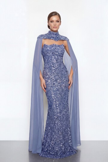 Pelerinli Payet İşlemeli Abiye - 2053