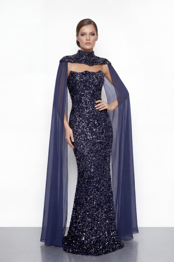 Pelerinli Payet İşlemeli Abiye - 2053