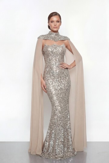 Pelerinli Payet İşlemeli Abiye - 2053