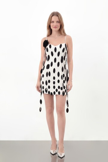 Puantiye Desenli Mini Elbise - 2049