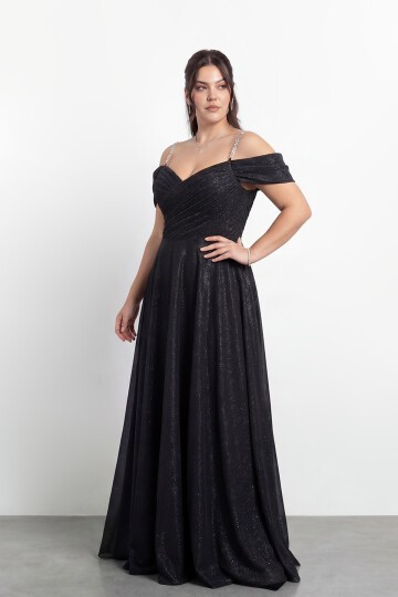 Taş Askılı Çapraz Büzgülü  Elbisesi - 2056