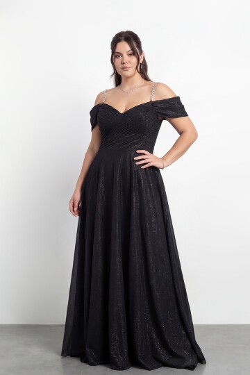 Taş Askılı Çapraz Büzgülü  Elbisesi - 2056