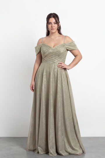 Taş Askılı Çapraz Büzgülü  Elbisesi - 2056