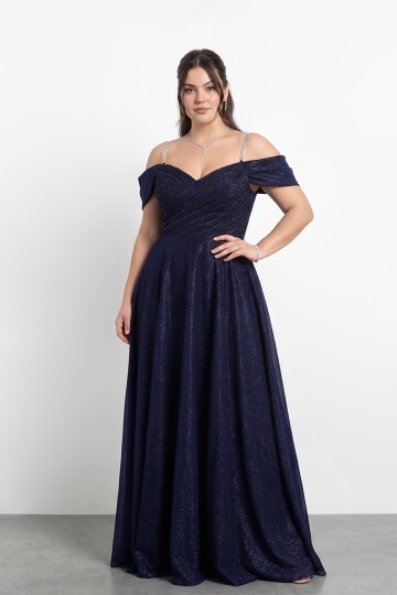 Taş Askılı Çapraz Büzgülü  Elbisesi - 2056