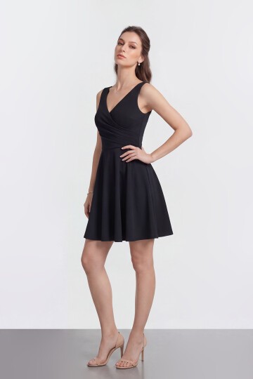 V Yaka Kruvaze Mini Abiye - 2080