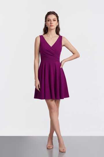 V Yaka Kruvaze Mini Abiye - 2080