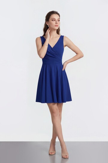 V Yaka Kruvaze Mini Abiye - 2080