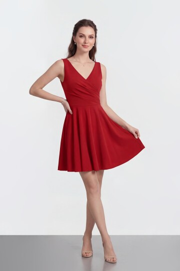 V Yaka Kruvaze Mini Abiye - 2080