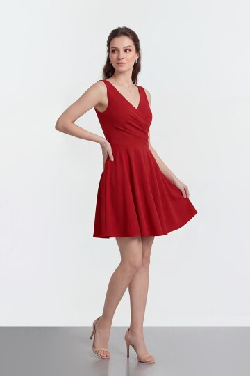 V Yaka Kruvaze Mini Abiye - 2080