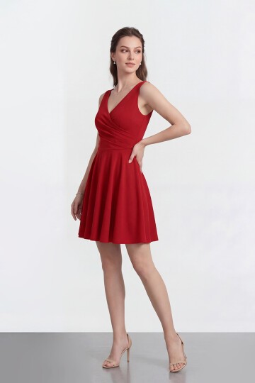 V Yaka Kruvaze Mini Abiye - 2080