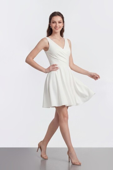 V Yaka Kruvaze Mini Abiye - 2080