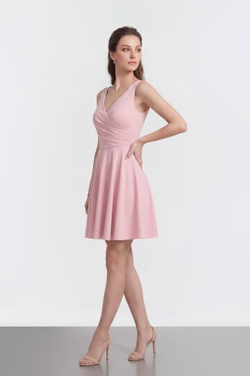 V Yaka Kruvaze Mini Abiye - 2080